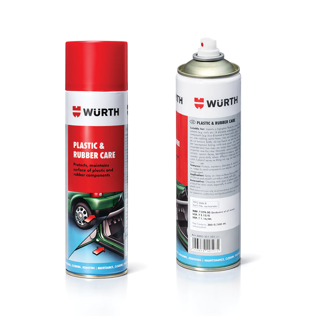 Würth Plastic & Rubber Care Spray – 500 ml | Protects, Restores & Lubricates Plastic, Rubber & Metal Parts