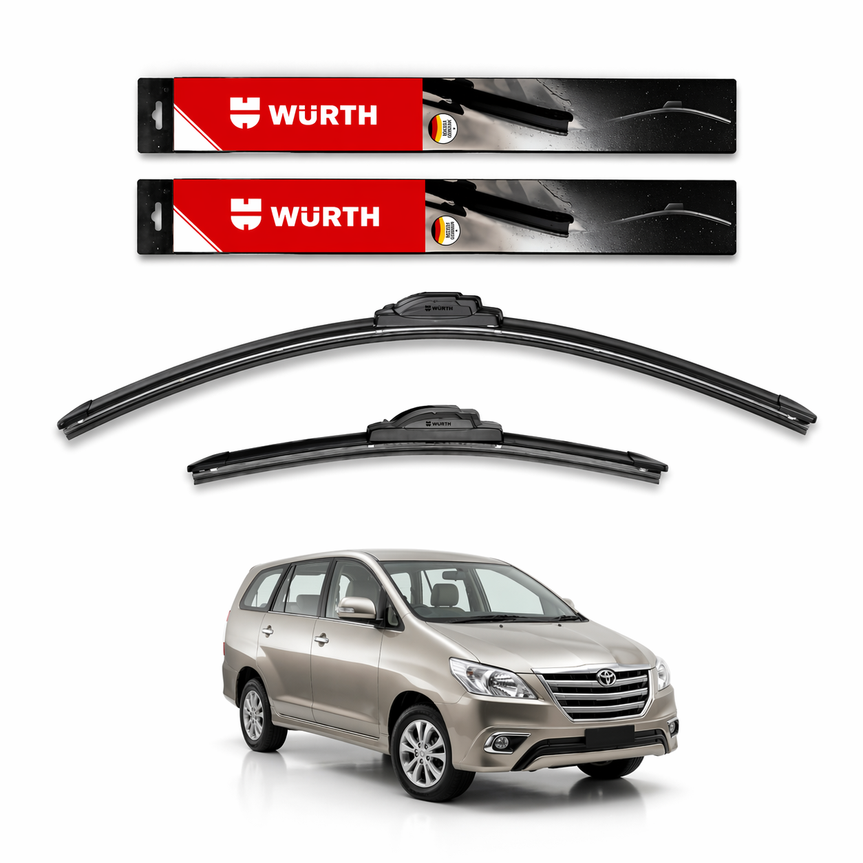 WÜRTH Soft Wiper Blade for Toyota Innova | 26" + 16" Set | Flat Frameless | Streak-Free