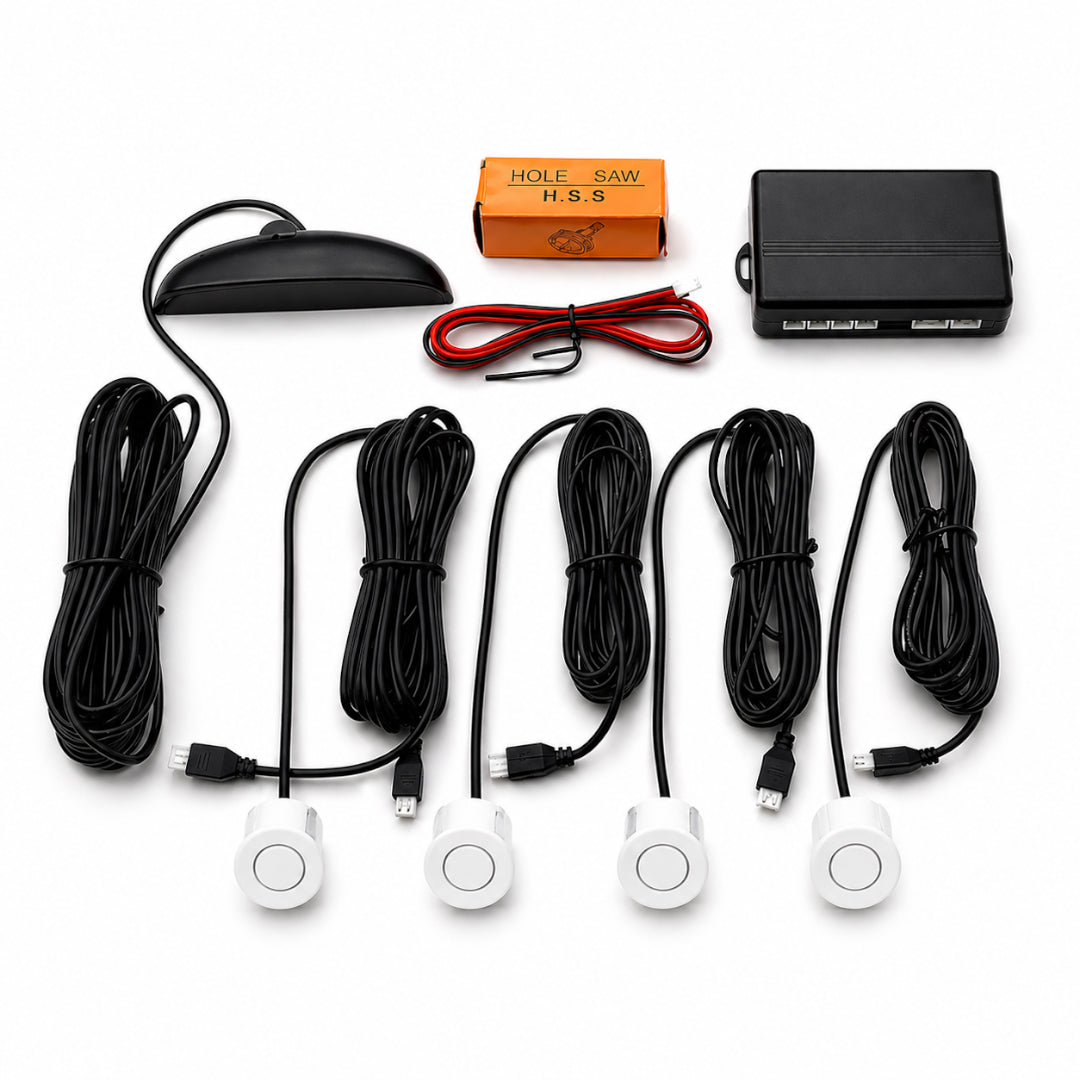 Car Parking Sensor System with 4 Ultrasonic Sensors – White