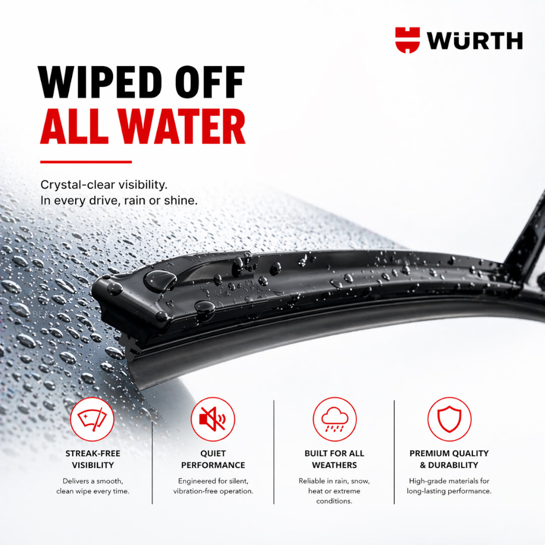 WÜRTH Soft Wiper Blade for Ford Figo Aspire | 22" + 16" Set | Flat Frameless | Streak-Free