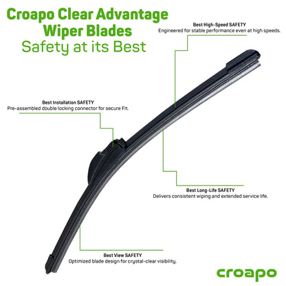 Hyundai i20 Soft Frameless Wiper Blades – 24” Driver & 16” Passenger | Set of 2