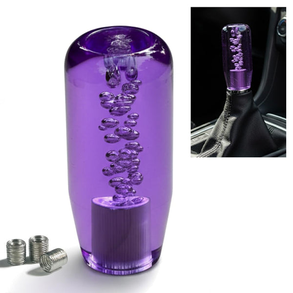 Crystal Glass Gear Knob 10cm Purple | Bubble Design Car Gear Shift Knob with Adaptors (Universal Fit)