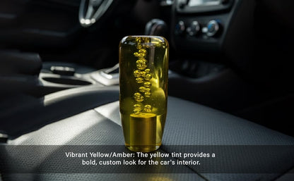 Crystal Glass Gear Knob 10cm Yellow | Bubble Design Car Gear Shift Knob with Adaptors (Universal Fit)