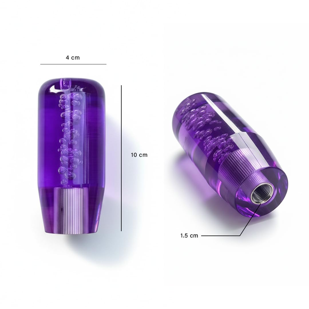 Crystal Glass Gear Knob 10cm Purple | Bubble Design Car Gear Shift Knob with Adaptors (Universal Fit)