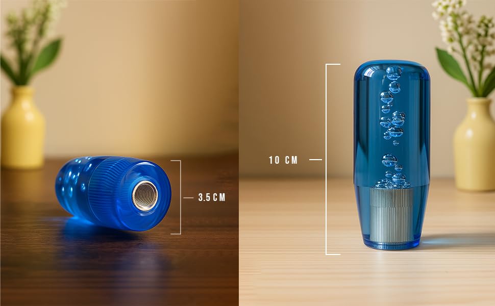 Crystal Glass Gear Knob 10cm Blue | Bubble Design Car Gear Shift Knob with Adaptors (Universal Fit)