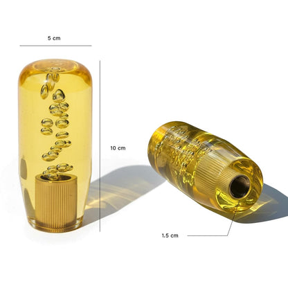 Crystal Glass Gear Knob 10cm Yellow | Bubble Design Car Gear Shift Knob with Adaptors (Universal Fit)