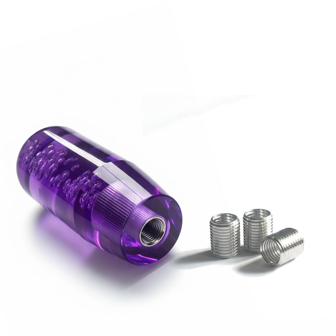 Crystal Glass Gear Knob 10cm Purple | Bubble Design Car Gear Shift Knob with Adaptors (Universal Fit)