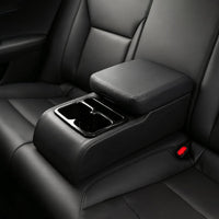 Car Rear Seat Armrest Console with Cup Holder | Foldable Arm Rest Cushion | Premium Foam & PU Leather | Storage Box | Universal Fit for Cars (Black)