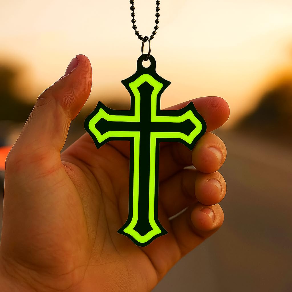 Christian Emblem Car Mirror Hanging Pendant – Acrylic Cross Hanging Accessory | Stylish Interior Decor
