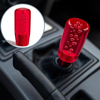 Crystal Glass Gear Knob 10cm Red | Bubble Design Car Gear Shift Knob with Adaptors (Universal Fit)