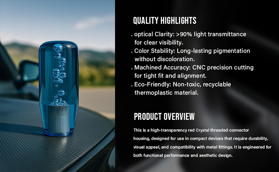 Crystal Glass Gear Knob 10cm Blue | Bubble Design Car Gear Shift Knob with Adaptors (Universal Fit)