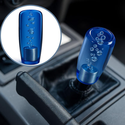 Crystal Glass Gear Knob 10cm Blue | Bubble Design Car Gear Shift Knob with Adaptors (Universal Fit)
