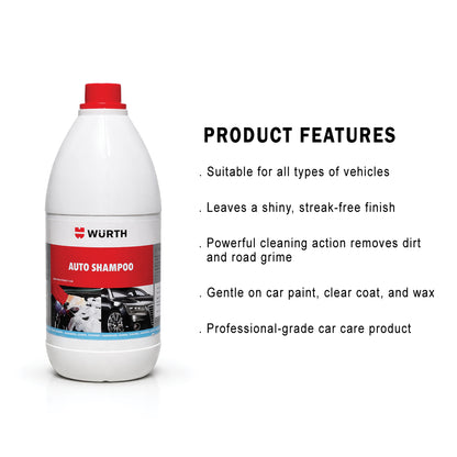 Würth Auto Shampoo – 1 Liter | Concentrated Car Wash Shampoo for Paint Protection