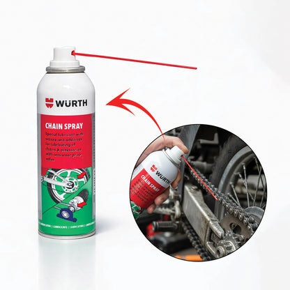 Würth Chain Spray –  150 ml High Performance Chain Lubricant with Anti-Wear Protection