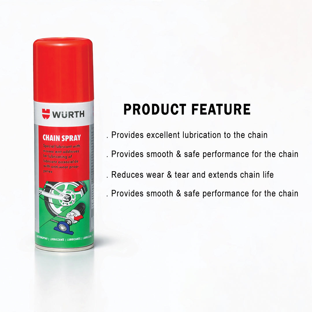 Würth Chain Spray –  150 ml High Performance Chain Lubricant with Anti-Wear Protection