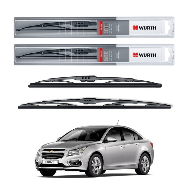 Wurth Metal Wiper Blades for Chevrolet Cruze – 24” Driver + 18” Passenger (Set of 2) | All-Weather Premium Quality