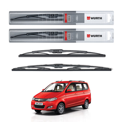 Wurth Metal Wiper Blades for Chevrolet Enjoy – 21” Driver + 16” Passenger (Set of 2) | All-Weather Premium Quality