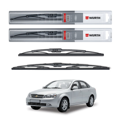 Wurth Metal Wiper Blades for Chevrolet Optra – 21” Driver + 19” Passenger (Set of 2) | All-Weather Premium Quality