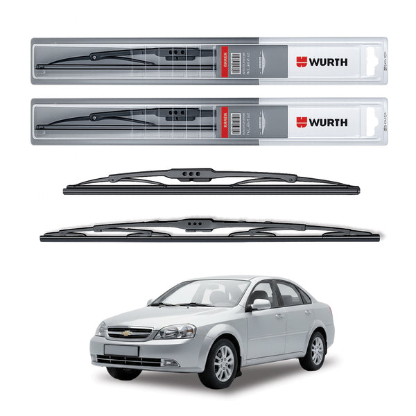 Wurth Metal Wiper Blades for Chevrolet Optra – 21” Driver + 19” Passenger (Set of 2) | All-Weather Premium Quality