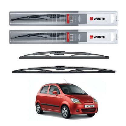 Wurth Metal Wiper Blades for Chevrolet Spark – 21” Driver + 16” Passenger (Set of 2) | All-Weather Premium Quality