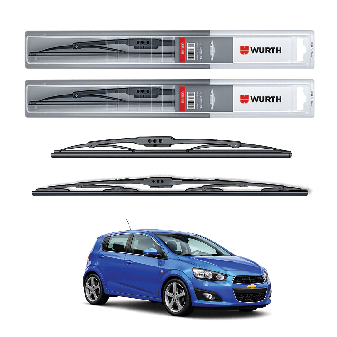 Wurth Metal Wiper Blades for Chevrolet Aveo – 22” Driver + 16” Passenger (Set of 2) | All-Weather Premium Quality