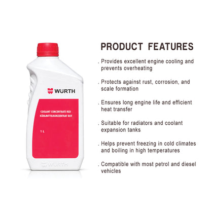 Würth Coolant Concentrate Red – 1 L | Engine Cooling & Anti-Corrosion Protection
