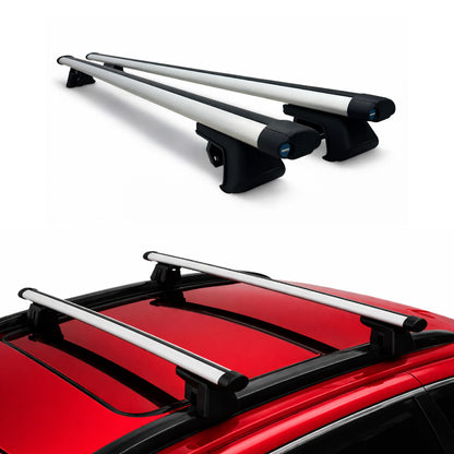 Universal Roof Rack Cross Bars – Bond Style Aluminum Cargo Carrier | Anti-Theft Lock | Adjustable Heavy Duty Rooftop Crossbars (Silver)