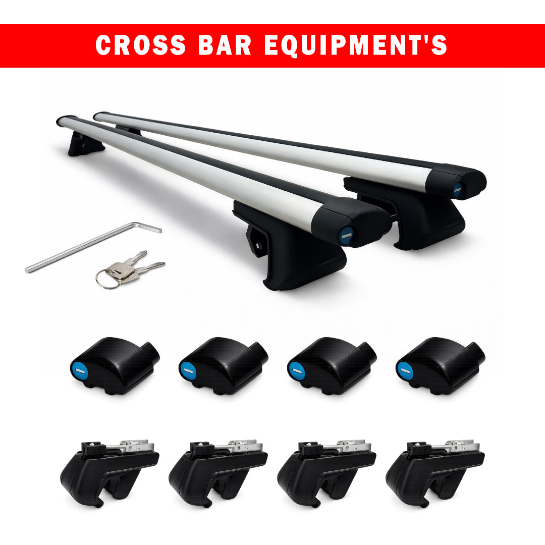 Universal Roof Rack Cross Bars – Bond Style Aluminum Cargo Carrier | Anti-Theft Lock | Adjustable Heavy Duty Rooftop Crossbars (Silver)