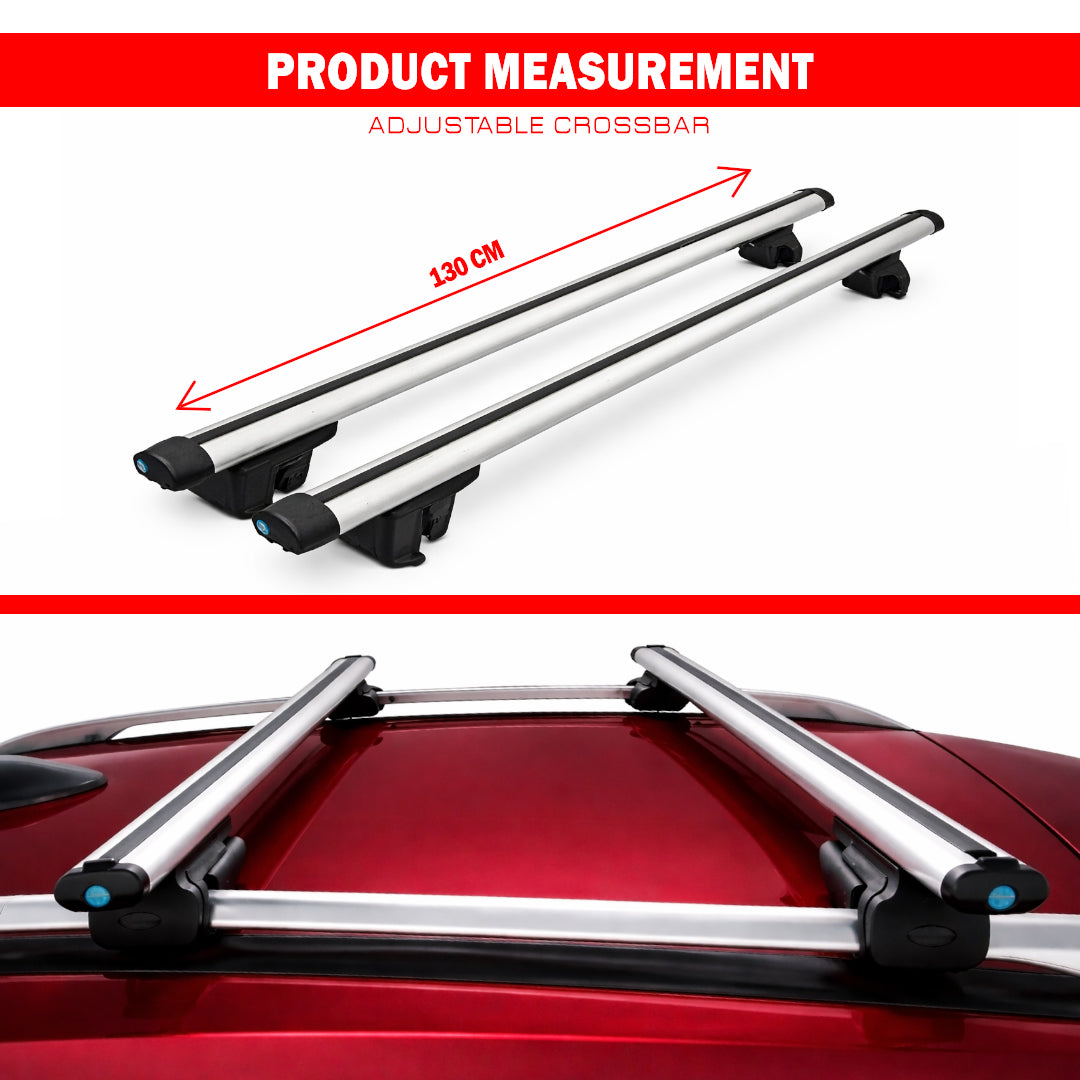 Universal Roof Rack Cross Bars – Bond Style Aluminum Cargo Carrier | Anti-Theft Lock | Adjustable Heavy Duty Rooftop Crossbars (Silver)