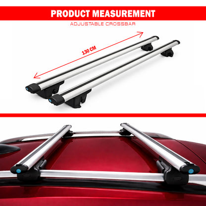 Universal Roof Rack Cross Bars – Bond Style Aluminum Cargo Carrier | Anti-Theft Lock | Adjustable Heavy Duty Rooftop Crossbars (Silver)