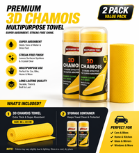 3D Chamois Cleaning Cloth XL (43x64 cm) – Pack of 2 | Super Absorbent Drying Towel | Streak-Free Multipurpose Cloth for Car, Bike & Home