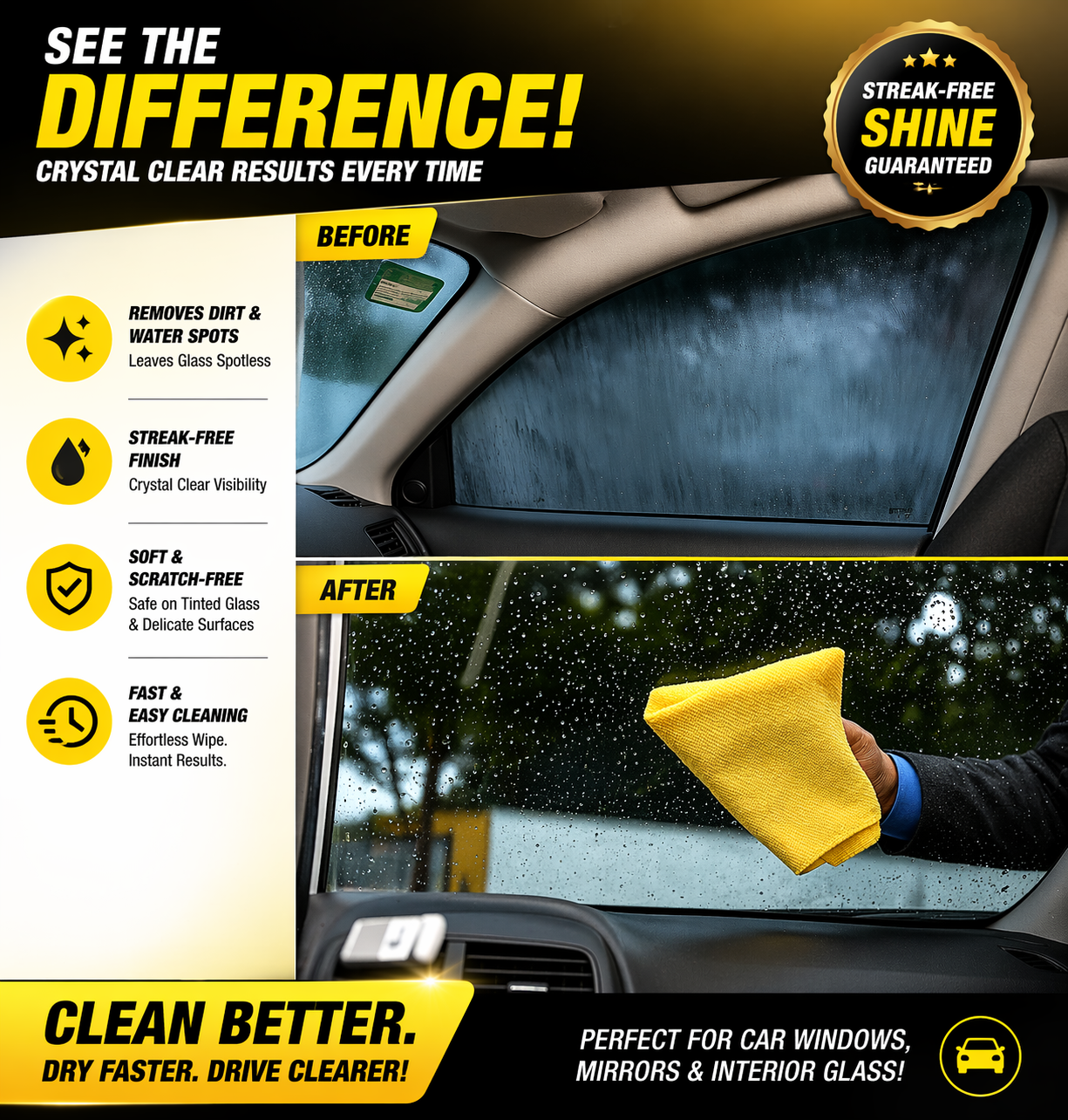 3D Chamois Cleaning Cloth XL (43x64 cm) – Pack of 2 | Super Absorbent Drying Towel | Streak-Free Multipurpose Cloth for Car, Bike & Home