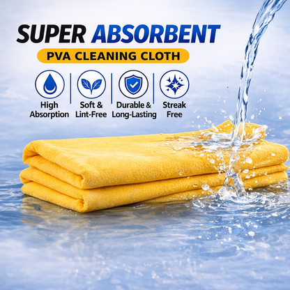 PVA Chamois Car Cleaning Cloth (Pack of 2) | Super Absorbent Drying Towel | Streak-Free, Lint-Free | Reusable Multipurpose Cleaning Cloth for Car, Bike & Home