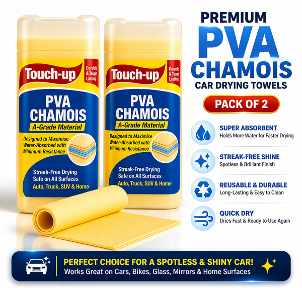 Big Size PVA Chamois Car Cleaning Cloth (Pack of 2) | 66×43 cm Super Absorbent Drying Towel | Streak-Free, Lint-Free | Reusable Multipurpose Cloth for Car, Bike & Home