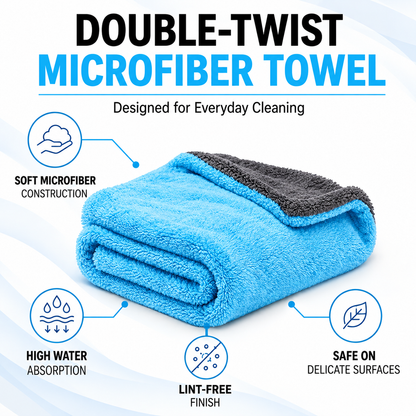 Croapo 1200GSM Double-Twist Microfiber Car Drying Towel 40 × 40 CM | Ultra Absorbent, Scratch-Free & Lint-Free | Premium Auto Detailing Cloth