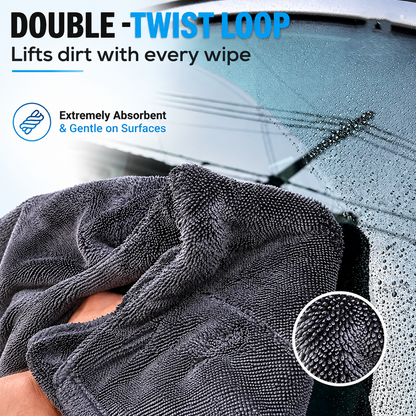 Croapo 1200GSM Double-Twist Microfiber Car Drying Towel 40 × 40 CM | Ultra Absorbent, Scratch-Free & Lint-Free | Premium Auto Detailing Cloth