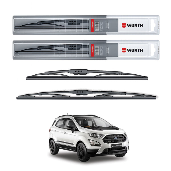 Wurth Metal Wiper Blades for Ford EcoSport – 22” Driver + 16” Passenger (Set of 2) | All-Weather Premium Quality