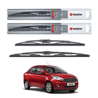 Wurth Metal Wiper Blades for Ford Figo Aspire – 22” Driver + 16” Passenger (Set of 2) | All-Weather Premium Quality