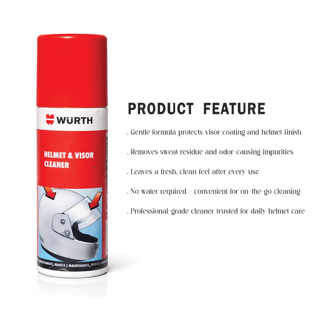 Würth Helmet & Visor Cleaner – 150 ml | Foam-Based Helmet Interior & Visor Cleaning Spray