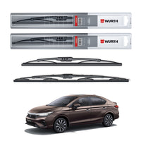 Wurth Metal Wiper Blades for Honda City 5th Gen – 24” Driver + 14” Passenger (Set of 2) | All-Weather Premium Quality