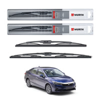 Wurth Metal Wiper Blades for Honda City ZXi – 22” Driver + 14” Passenger (Set of 2) | All-Weather Premium Quality