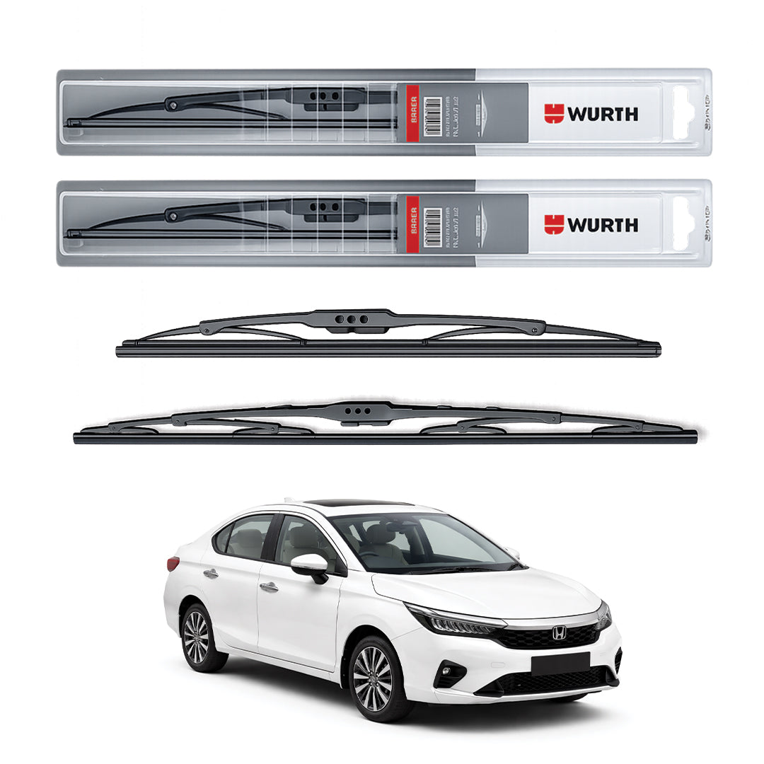 Wurth Metal Wiper Blades for Honda Civic – 26” Driver + 16” Passenger (Set of 2) | All-Weather Premium Quality