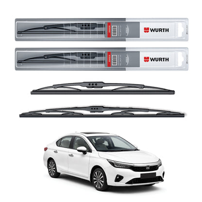 Wurth Metal Wiper Blades for Honda Civic – 26” Driver + 16” Passenger (Set of 2) | All-Weather Premium Quality