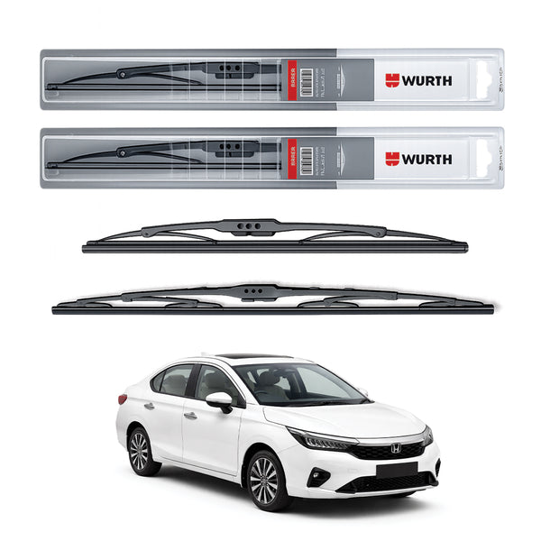 Wurth Metal Wiper Blades for Honda Civic – 26” Driver + 16” Passenger (Set of 2) | All-Weather Premium Quality