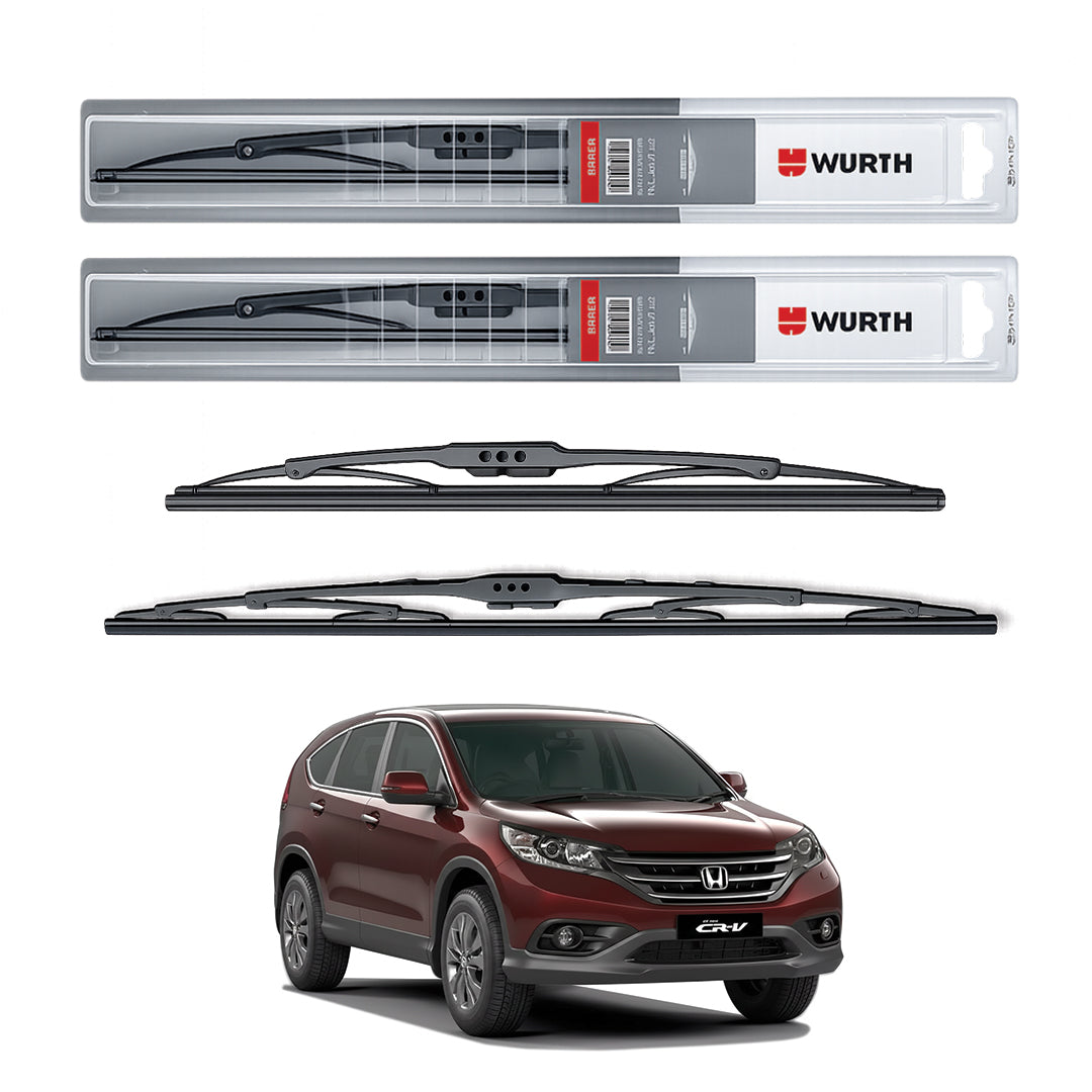 Wurth Metal Wiper Blades for Honda CR-V – 26” Driver + 16” Passenger (Set of 2) | All-Weather Premium Quality