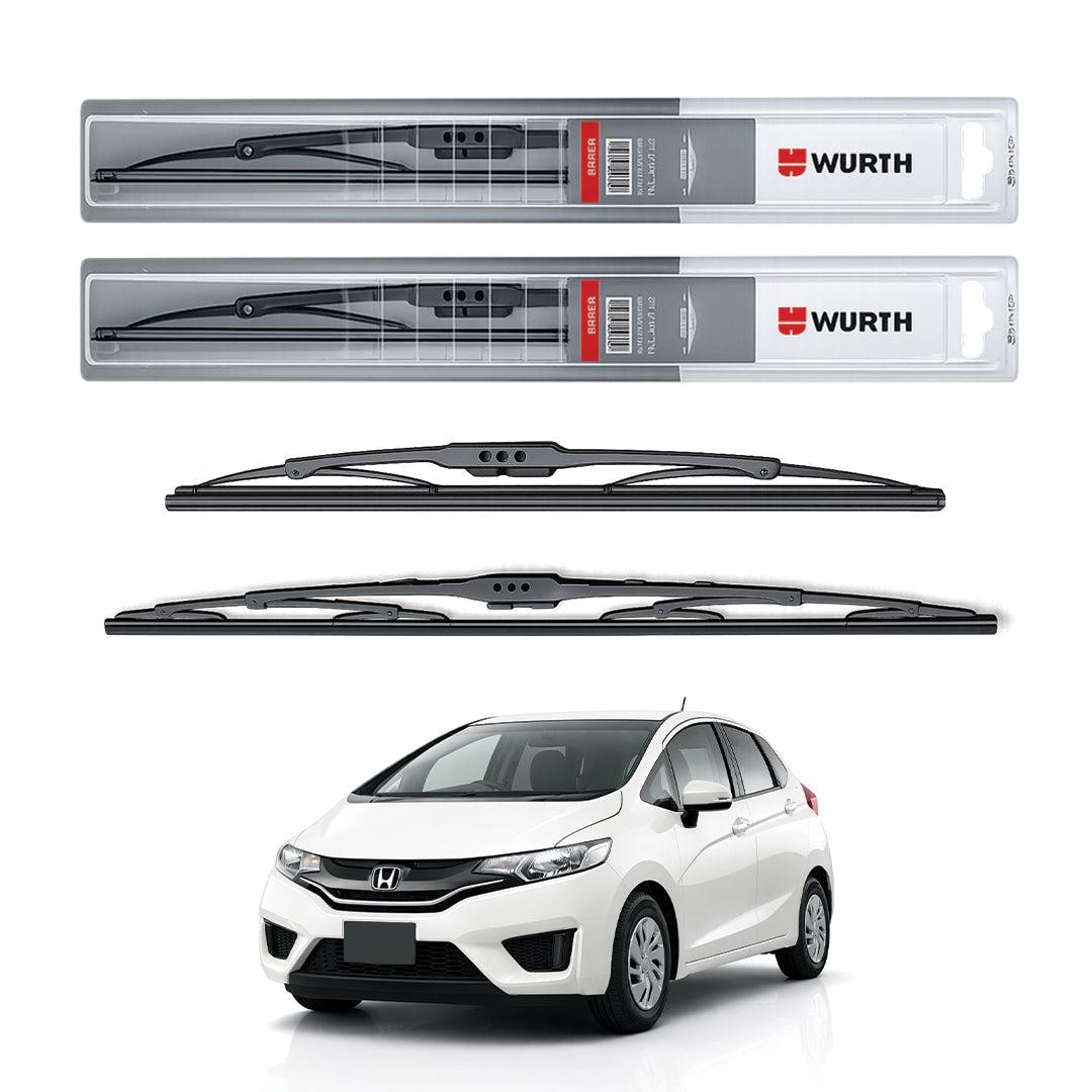 Wurth Metal Wiper Blades for Honda Jazz – 24” Driver + 14” Passenger (Set of 2) | All-Weather Premium Quality