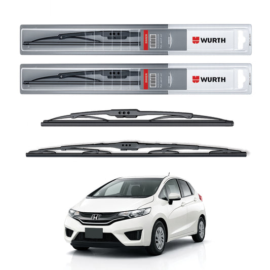 Wurth Metal Wiper Blades for Honda Jazz – 24” Driver + 14” Passenger (Set of 2) | All-Weather Premium Quality