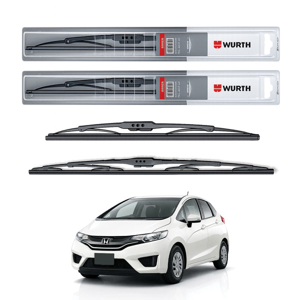 Wurth Metal Wiper Blades for Honda Jazz – 24” Driver + 14” Passenger (Set of 2) | All-Weather Premium Quality