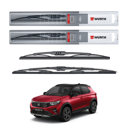 Wurth Metal Wiper Blades for Honda WR-V – 24” Driver + 14” Passenger (Set of 2) | All-Weather Premium Quality
