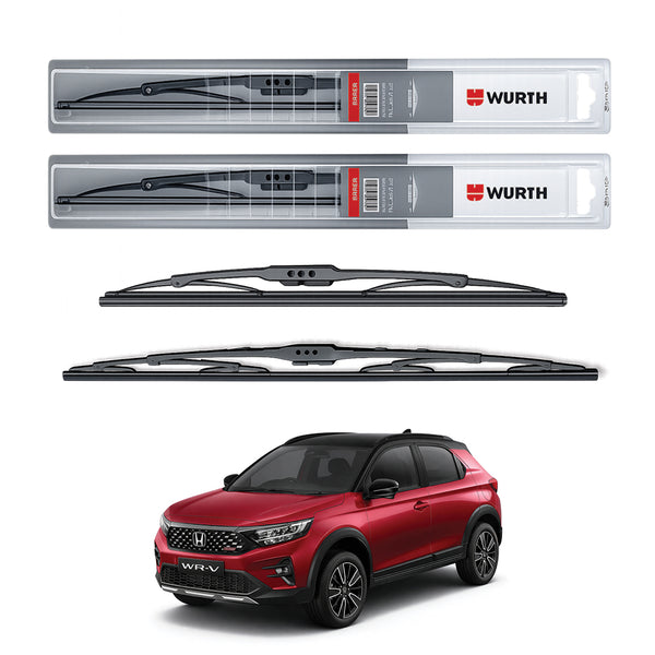Wurth Metal Wiper Blades for Honda WR-V – 24” Driver + 14” Passenger (Set of 2) | All-Weather Premium Quality